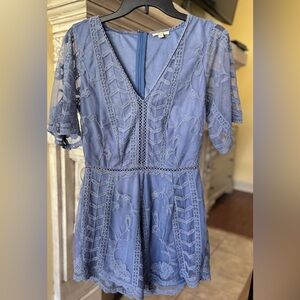 Kori America Periwinkle Blue Lace Romper Shorts One Piece Size Medium